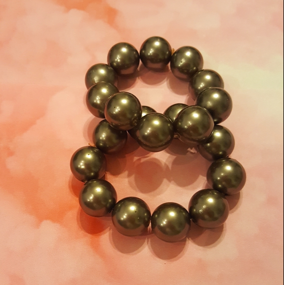 Gray Stretchable Bracelets With Round Hallow Beads - image 2